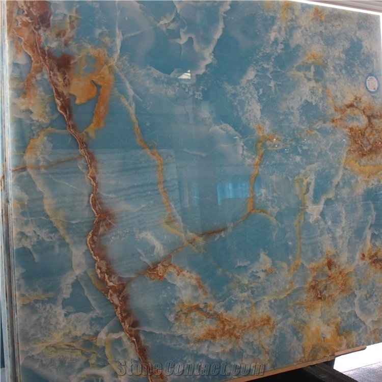 Polished Backlit Wall Panel Blue Onyx Marble