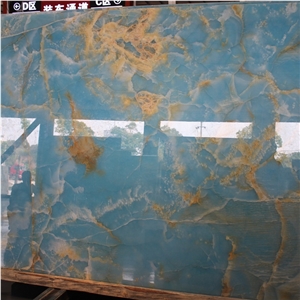 Polished Backlit Wall Panel Blue Onyx Marble