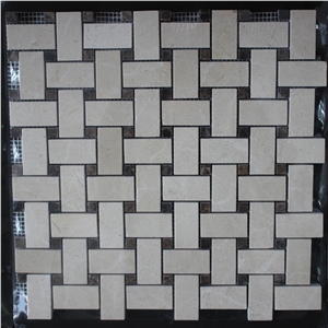 Polished Basketweave Marble Mosaic Tiles