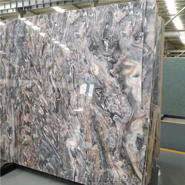 Polished Louis Gray Agate Marble Slab