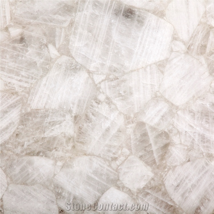 Semi Precious Translucent Stone Crystal White Slab