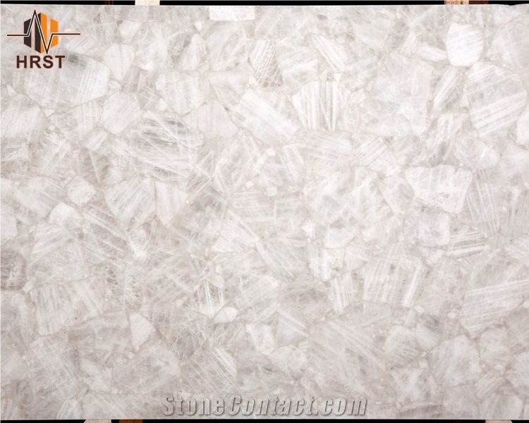 Semi Precious Translucent Stone Crystal White Slab