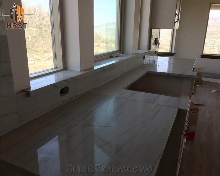 White Macaubas Quartzite Kitchen Countertops