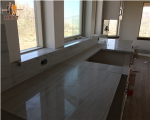 White Macaubas Quartzite Kitchen Countertops