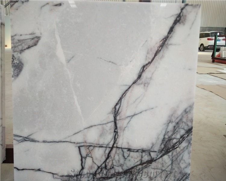 White Marble Purple Vein Lilac Marble Tile