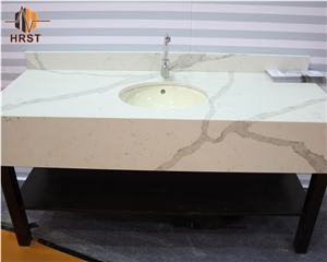 White Quartz Stone Commercial Bathroom Countertop