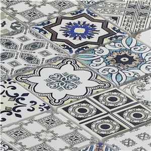 Inkjet Marble with Mesh Design Mosaic Tile