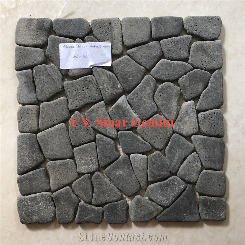 Black Andesite Mosaic Stone Square