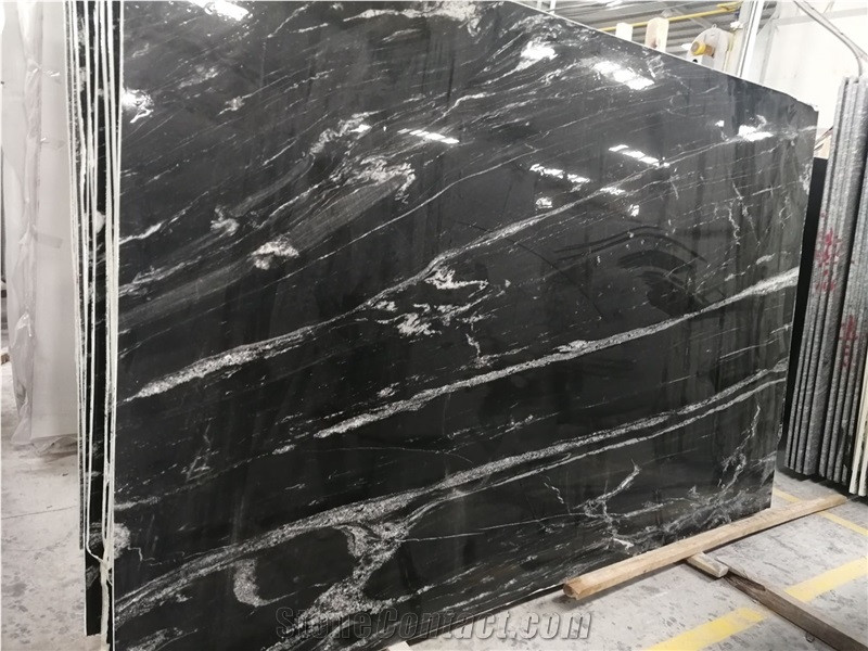 Chinese Cosmic Black Granite Slab Flooring
