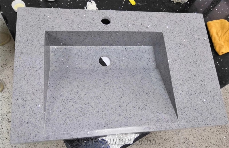 Gray Color Man Made Stone Sinks for Bathroom