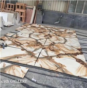 Interior Wall Polished Gold Luxury Stone Slabs