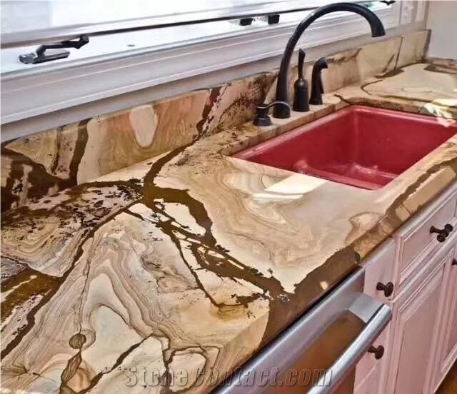 Luxury Flamenco Gold Stone Kitchen Countertop