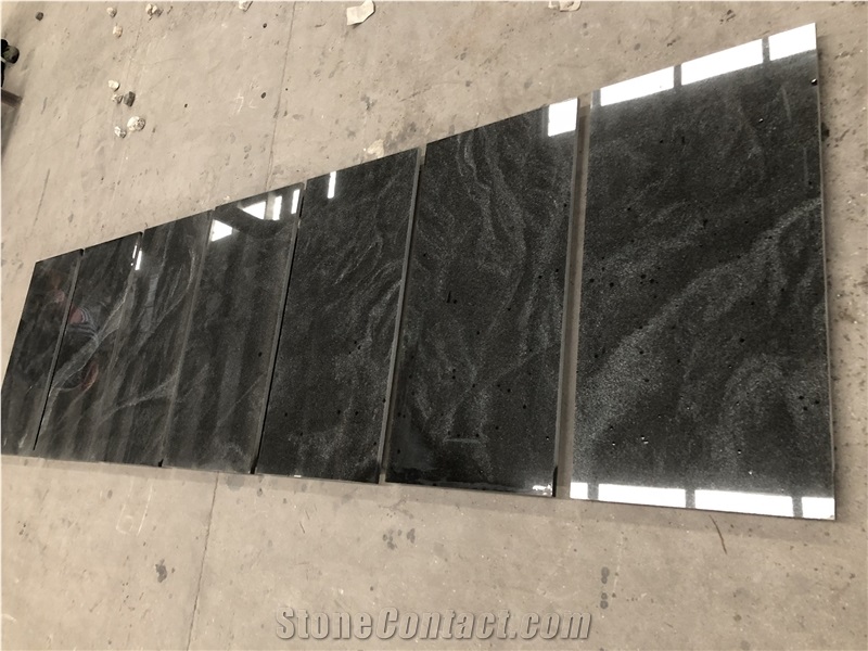 Polished Black Jet Mist Granite Flooring Tiles