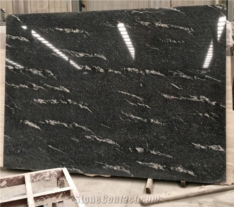 Polished Black Nero Nuvolato Granite Flooring Tile