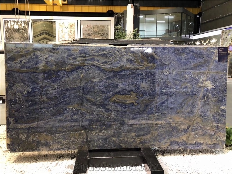 Polished Bolivia Blue Sodalite Granite Wall Cladding Slabs