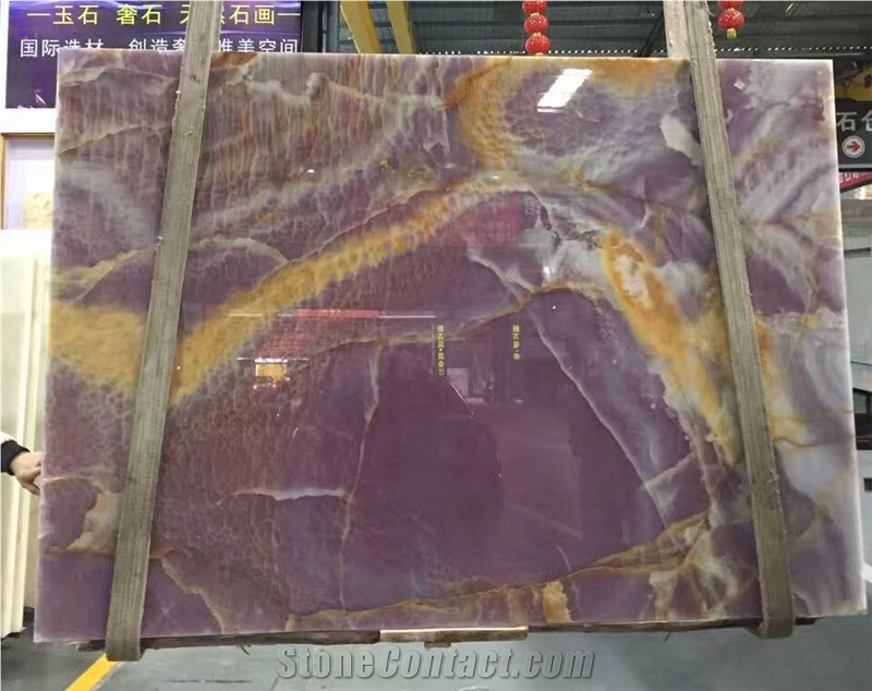 Polished Iran Purple Onyx Slabs for Flooring Tiles