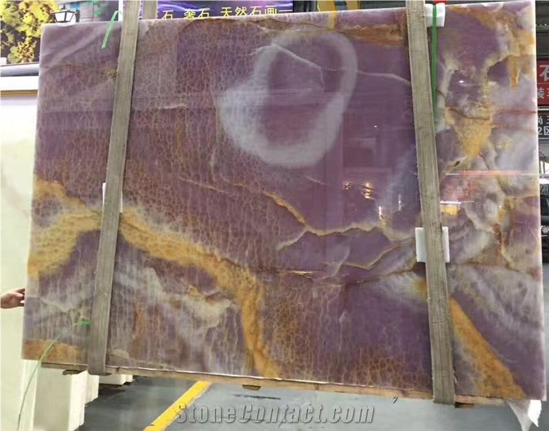 Polished Iran Purple Onyx Slabs for Flooring Tiles