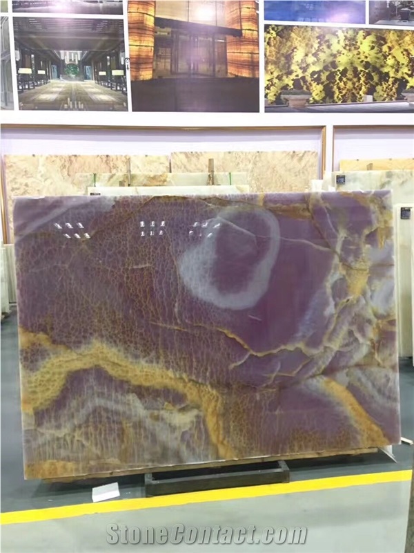 Polished Purple Onyx Slabs for Wall Covering Tiles