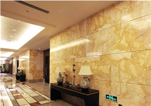 Polished Siena Gold Marble Wall Covering Tiles