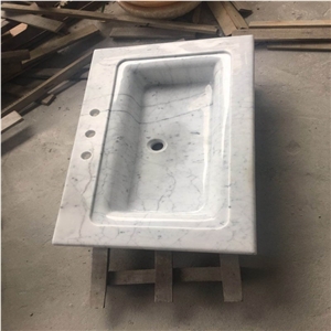 White Color Natural Stone Sink for Bathroom