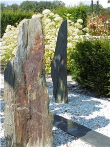 French Slate Garden Rock Stone, Garden Pillar Monoliths