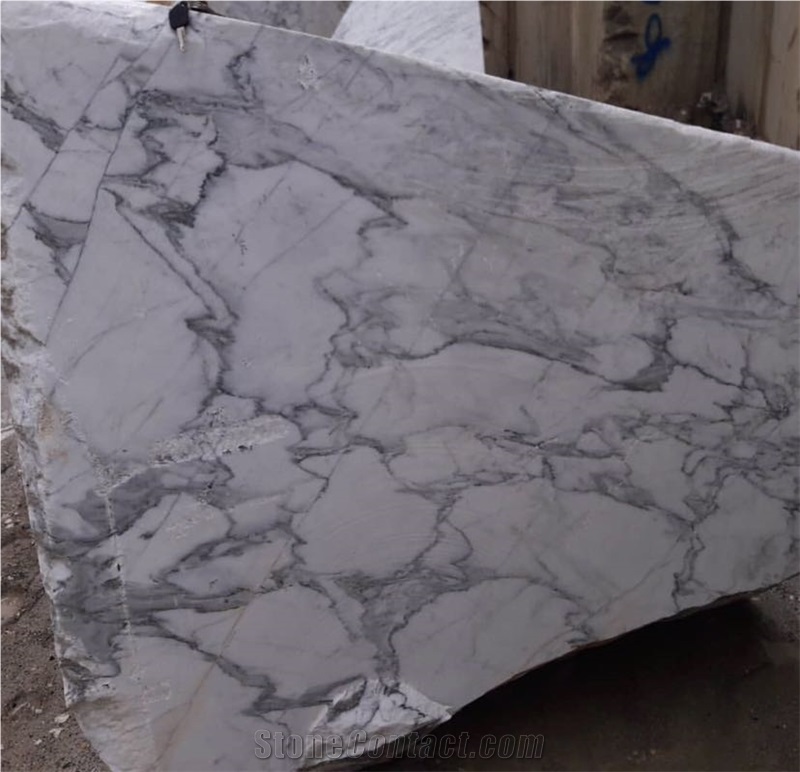 White Wavy Marble Crystal Blocks, Aligudarz Crystal Marble Blocks