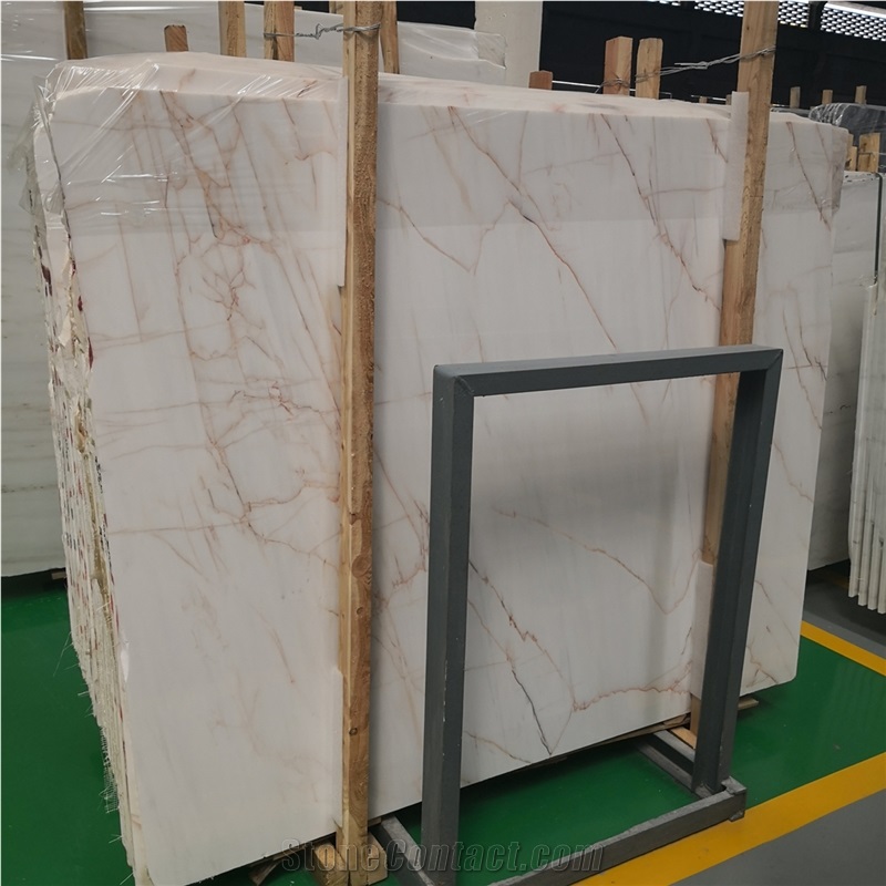 White Marble with Red Veins Slab Price