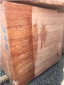 Red Travertine Blocks Available