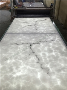 Faux Alabaster Panel Translucent Grey Stone Panel