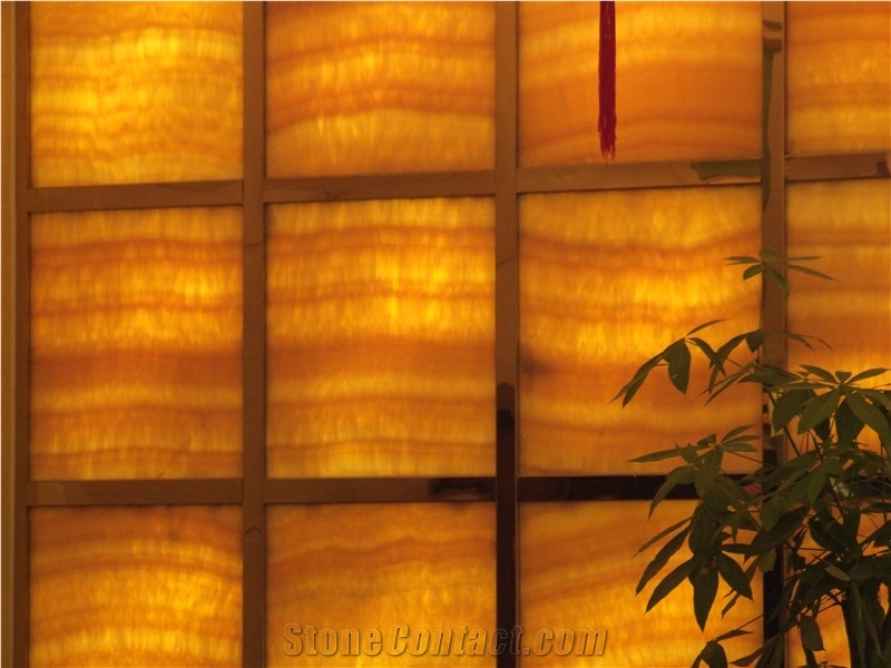 Yellow Onyx Faux Alabaster Stone Background Wall