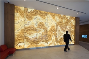 Backlit Onyx Lobby Feature Wall