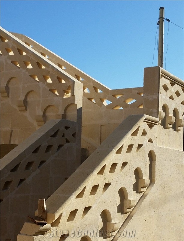 Gravina Tufa Carved Handrail, Stair Balusters