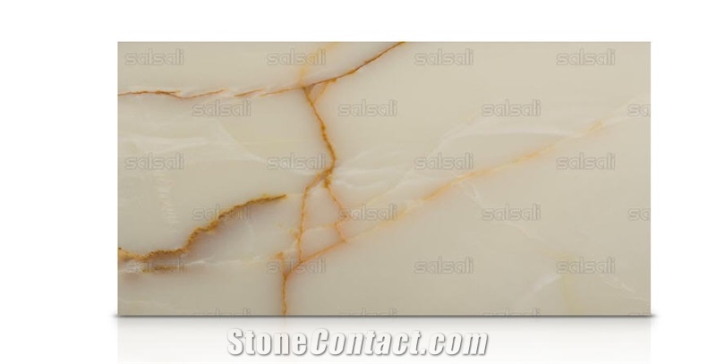 Titanium White Onyx Slabs, Tiles