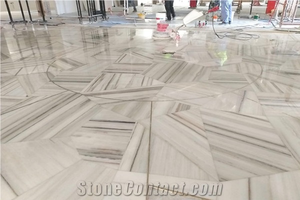 White Marble Waterjet Tile for Shopping Mall Floor