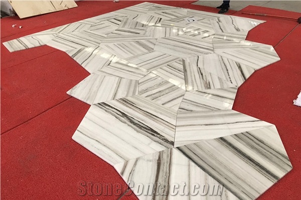 White Marble Waterjet Tile for Shopping Mall Floor
