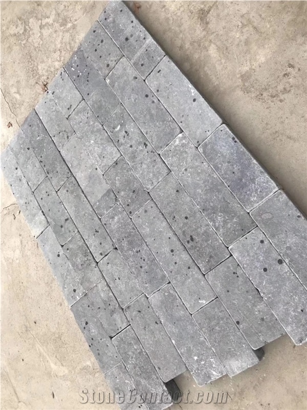 Antique Black Limestone Brick, Tumbled Wall Stone