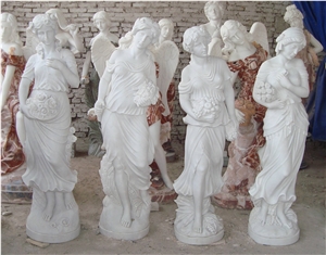 Four Seasons Match Human White Statues Four Women