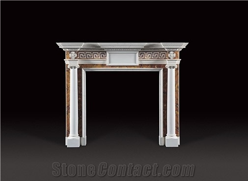Handcarved Fireplace White Marble Export Quality