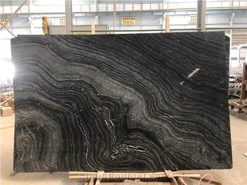 China Ancient Wood Black Wooden Marble Dark Forest