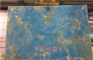 Blue and Gold Onyx Stone Slabs