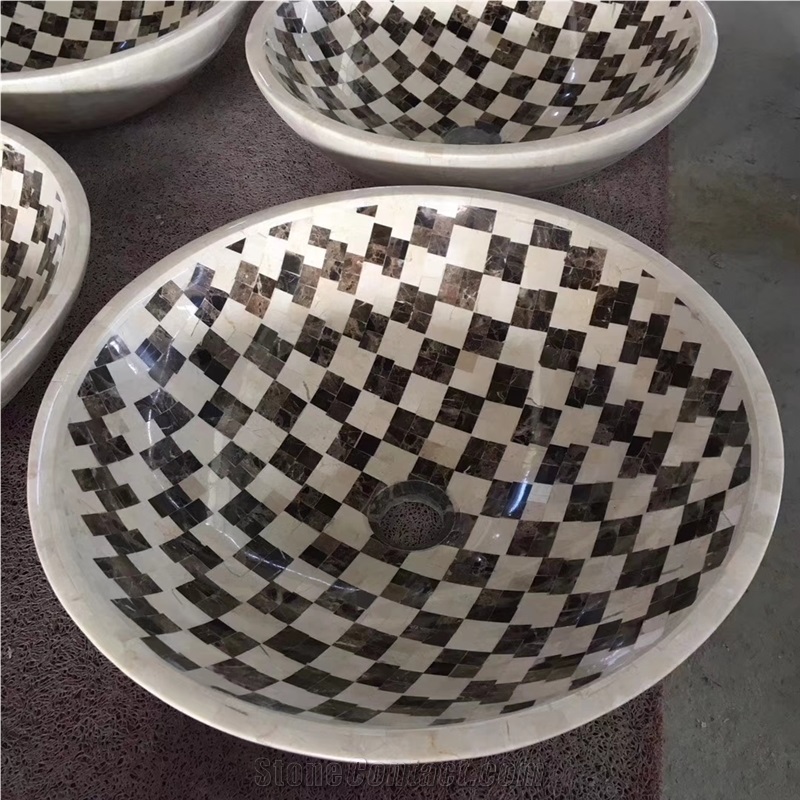 Cheap Marble Mosaic Washing Basins,Washing Bowls