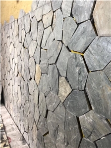 Dark Green Grey Slate Flagstone Wall Cladding Pattern Shape