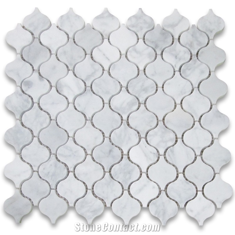 Fan Shaped Carrara White Marble Mosaic for Background Decoration, Wall Tile