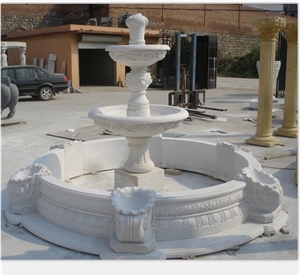 Large Outdoor White Marble Water Fountain