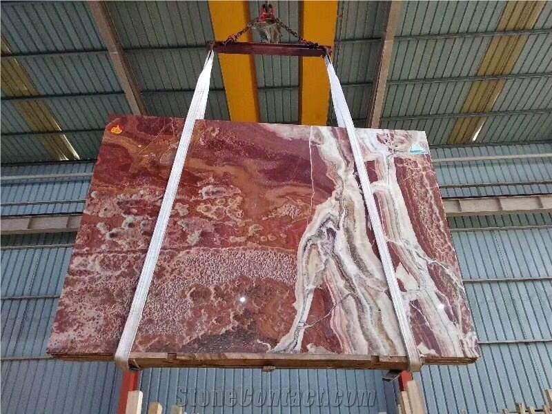 Red Onyx Slab Red with White Onyx Slab Walling Til