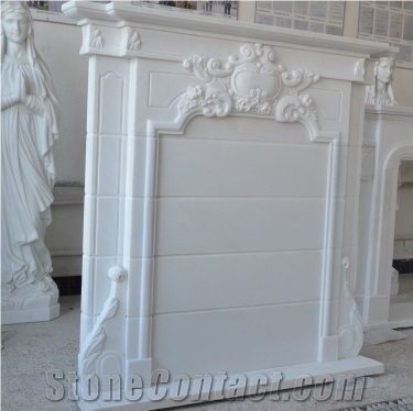 White Marble Fireplace Decoration Hand Carving