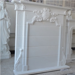 White Marble Fireplace Decoration Hand Carving