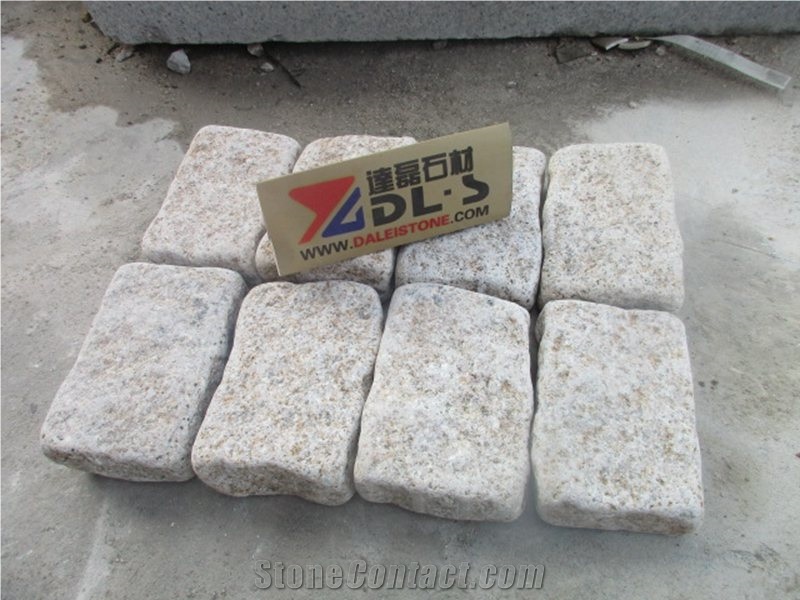 Natural Tumbled G682 Granite Paving Cobbles Sets