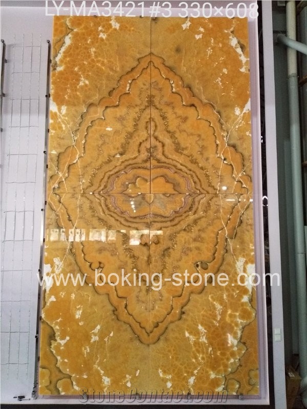 Agate Onyx Yellow Color Background Backlit Slab
