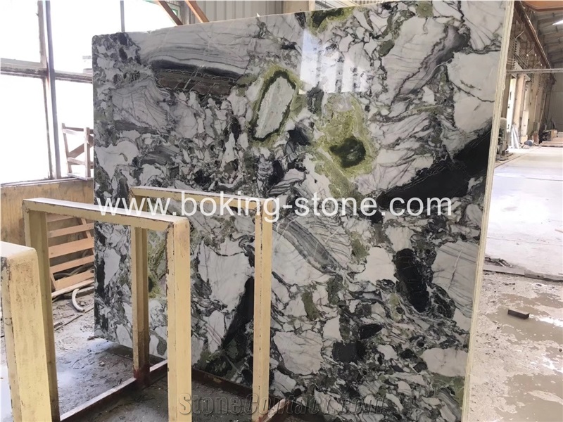 White Beauty China Green Jade Marble Ice Connected